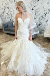 New Trumpet Mermaid Wedding Dress Appliques Lace Sweetheart - MyChicDress